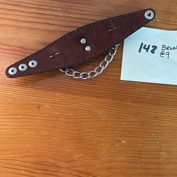 Moto motorcycle MC Gothic goth, emo punk raver bracelet, authentic brown leather - Picture 3 of 5